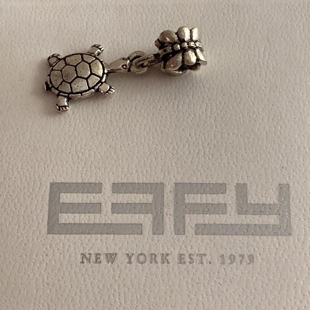 NWOT - EFFY Dark Silvertone Turtle🐢Hanging Slider Charm